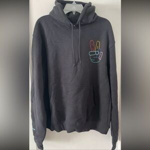 Adidas Originals Mens Peace Sign Trefoil Hoodie Size L Black (HC1789)